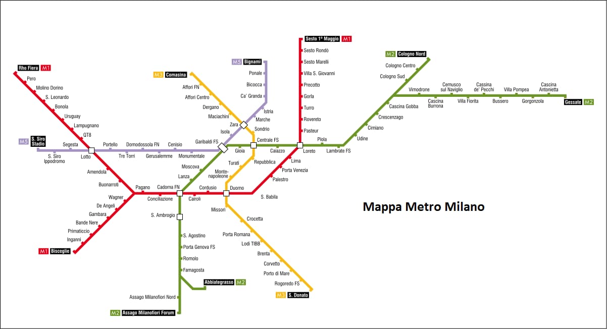Milano Metro: una “mappa” della metropolitana meneghina - Oj Eventi